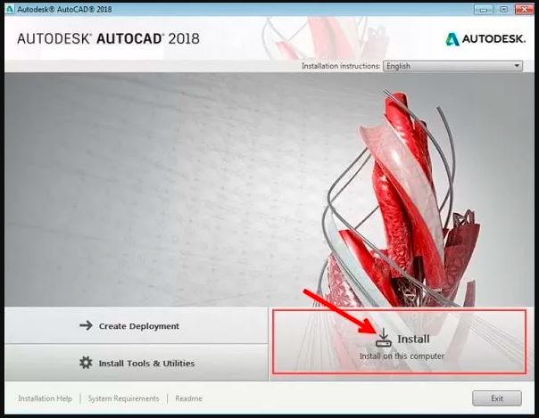 chọn install để tiếp tục quá trình cài đặt Autocad 2018